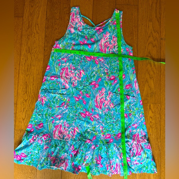 Lilly Pulitzer Kristen Flounce Swing Dress SZ S Amalfi Blue Best Fishes - Picture 15 of 15